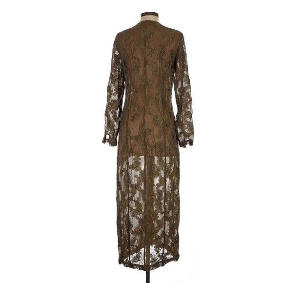 Isabelle Bird Green Brown Button Down Tunic Dress Size 4 - Picture 2 of 5